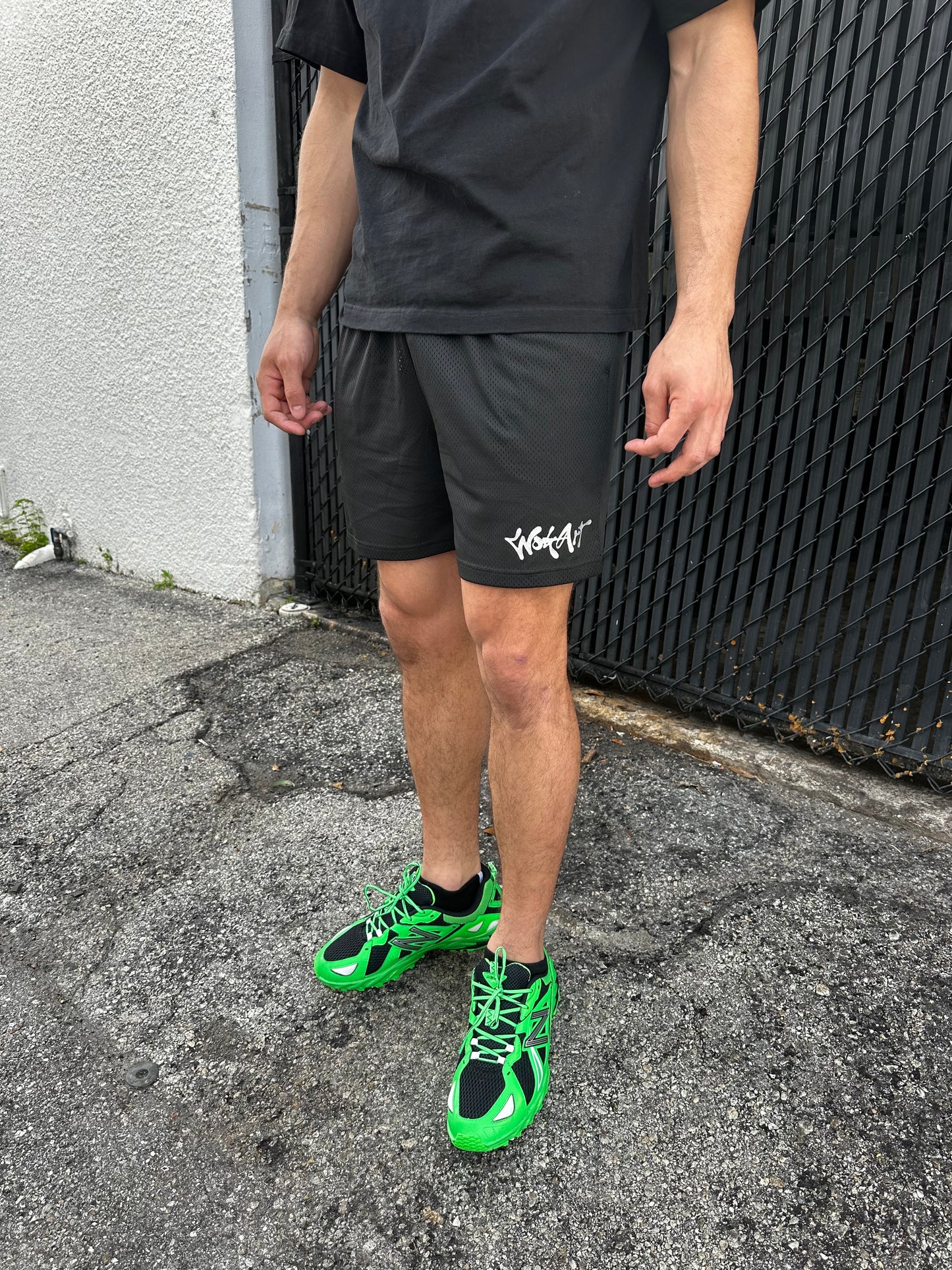 Black Silver Mesh Shorts